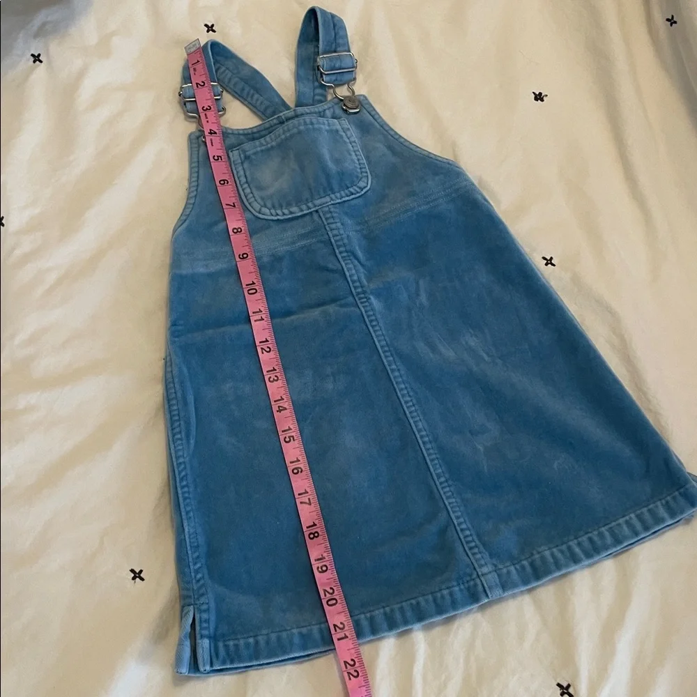 BABY GAP Kids Vintage 2002 Y2K Velvet Jumper Overall Dress in Blue Size 3T